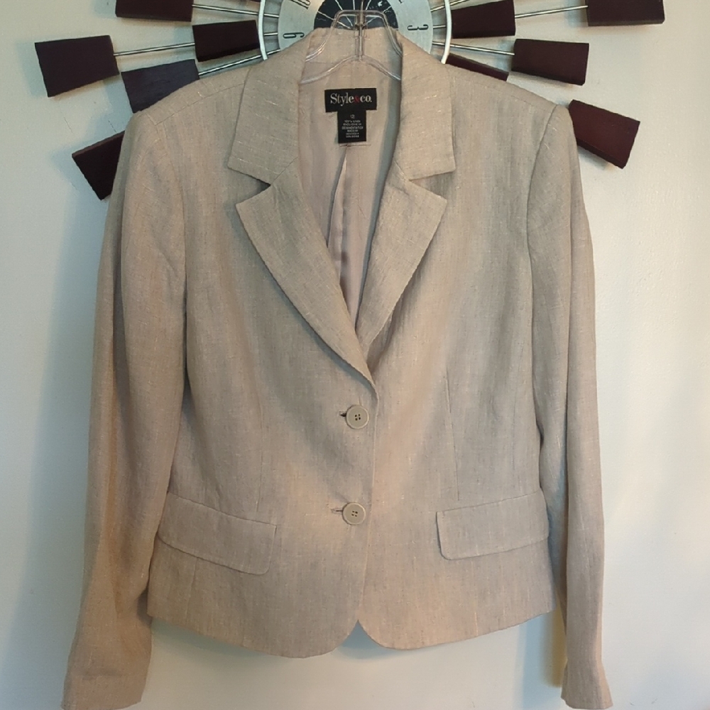 Style & Co. Beige Linen-Blend Tailored suit, size 12